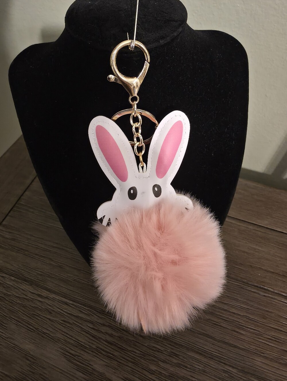 Bunny Pom Pom Keychain - Pink